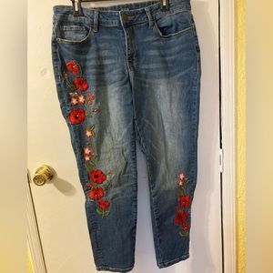 Jeggings with pretty red flower accents. A.n.a. brand. Size 14. Never worn.